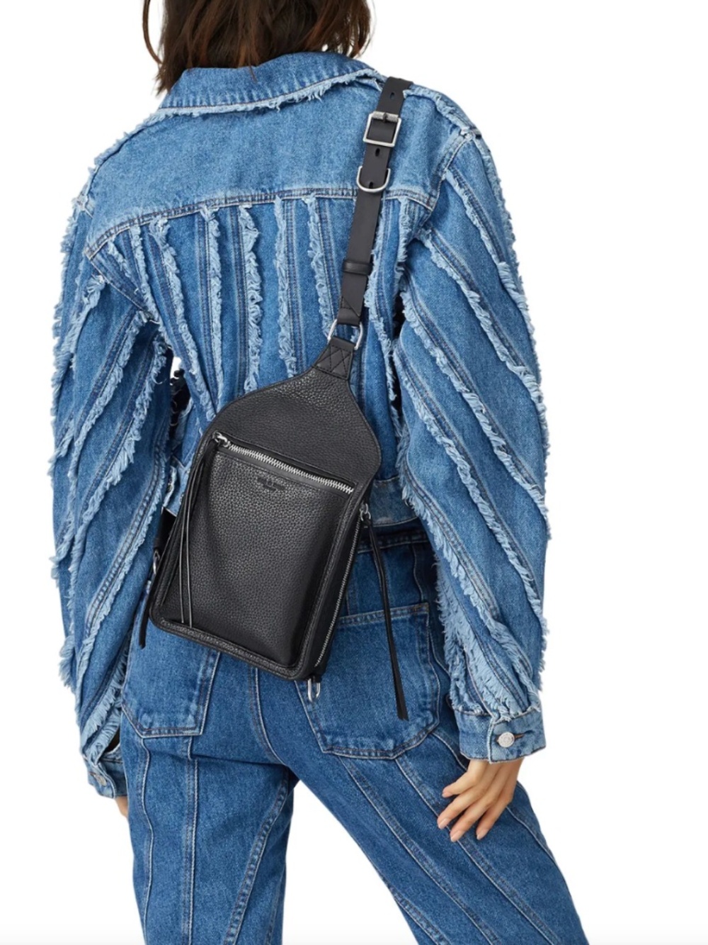 Rag & Bone Elliot Sling Pack Crossbody Bag Black Purse Leather Quiet Luxury EUC